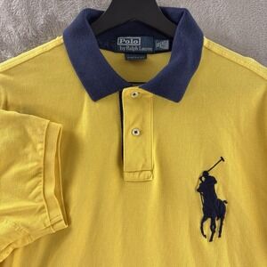 Polo Ralph Lauren‎ Big Pony Polo Shirt Mens Size XL Yellow Embroidered Preppy